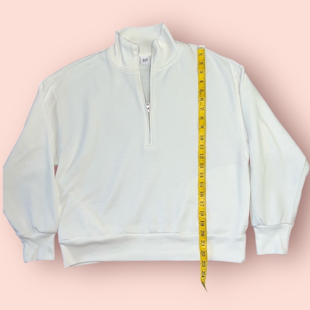 Gap Factory 1/2 Zip Mock Neck Fleece Pullover In White Size Medium - Picture 5 of 7